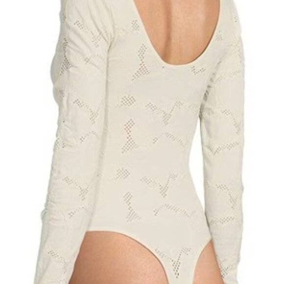 C&V Chelsea & Violet Ivory Knit Long Sleeve Texture Bodysuit SZ M/L‎ - NWT - Picture 2 of 7